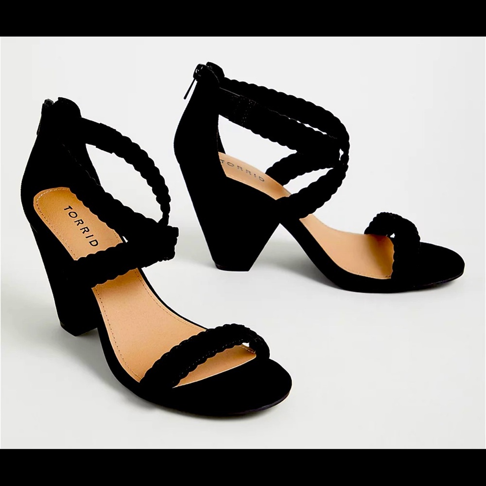 Black Braided Straps Cone Heel